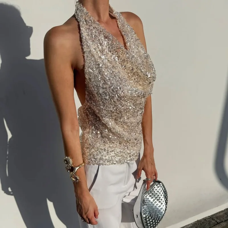 Street Fashion Look - Atasan Wanita Model Halter Tanpa Lengan