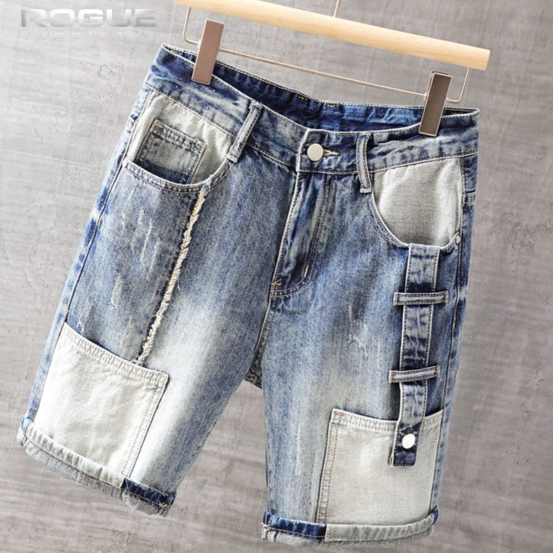 Street Fashion Hip Hop - Celana Pendek Denim Gaya Korea Hip