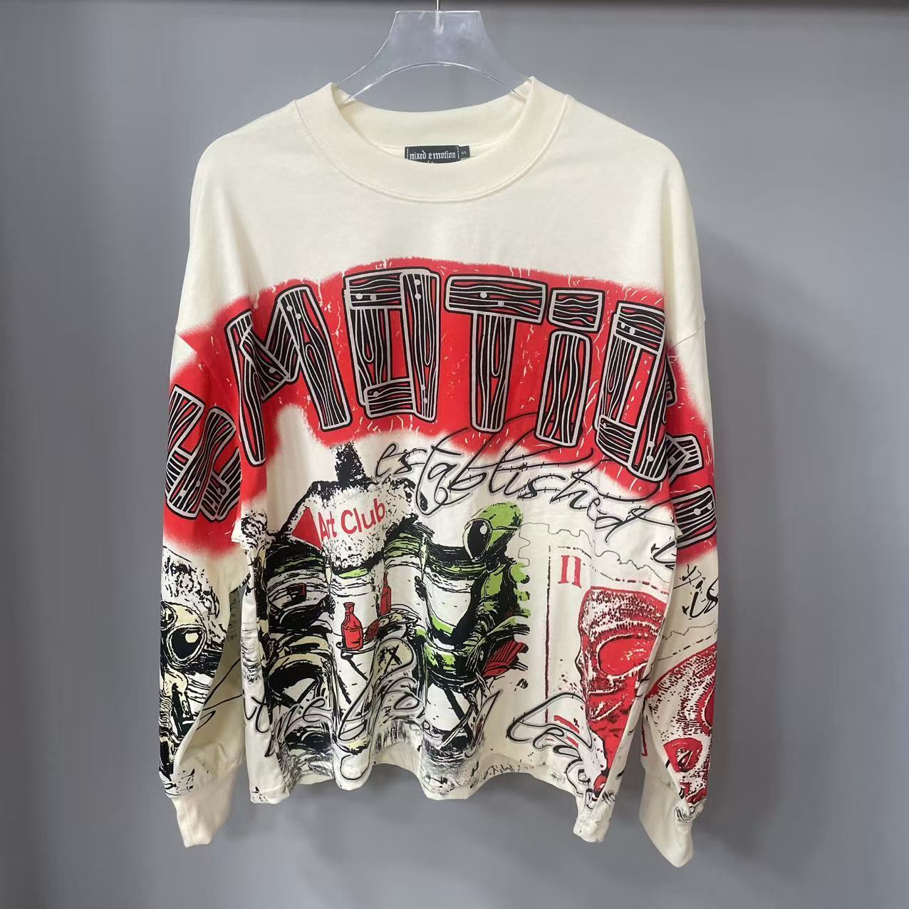 Street Fashion Clothes - Kaos Lengan Panjang MIXED-EMOTION Desainer Berkualitas