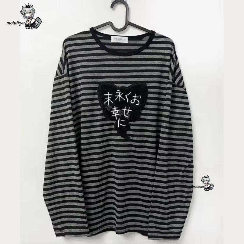 Street Fashion Y2K - Kaos Lengan Panjang Kerah O Vintage