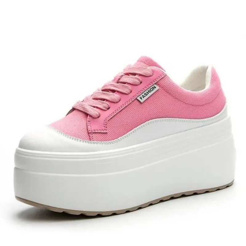 Street Fashion Ladies - 8cm baru kanvas kulit asli wanita
