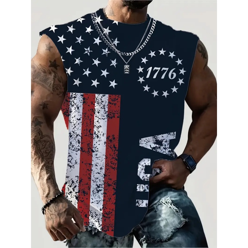 Street Fashion Usa - Tank Top Bendera Amerika Gambar Cetak