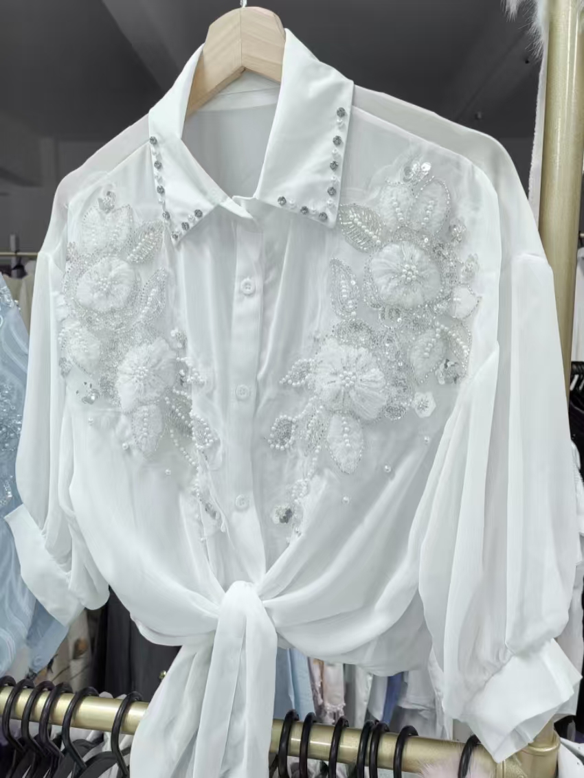 Street Fashion In Korea - Kemeja Blus Tabir Surya Musim Panas
