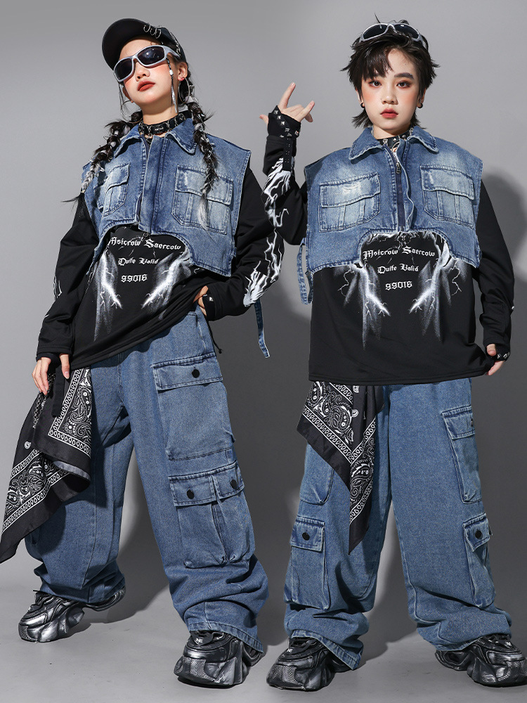 Street Fashion Jeans Women - Pakaian Hip Hop Anak Jaket Rompi