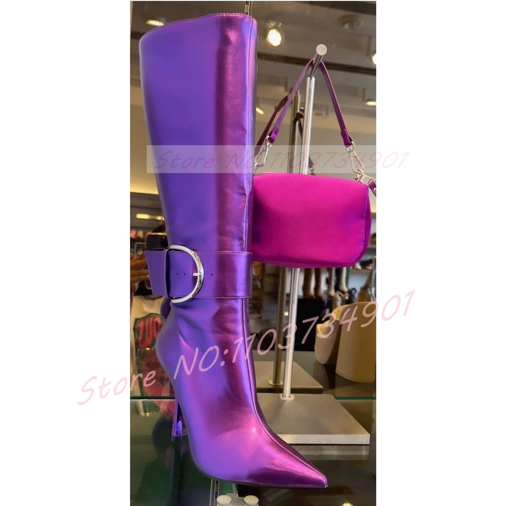 Sepatu Bot Wanita Ungu Mengkil - Street Fashion Ladies ulasan dan harga