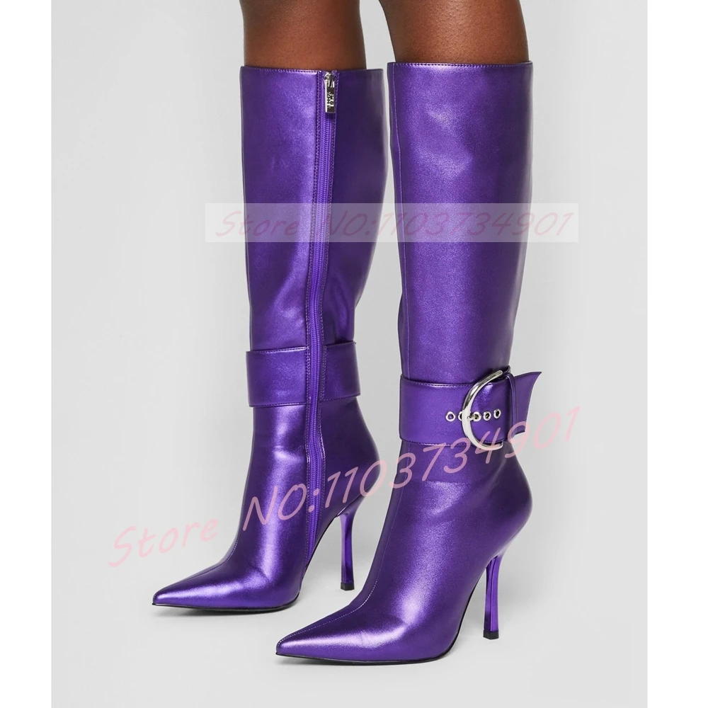 Sepatu Bot Wanita Ungu Mengkil - Street Fashion Ladies ulasan dan harga