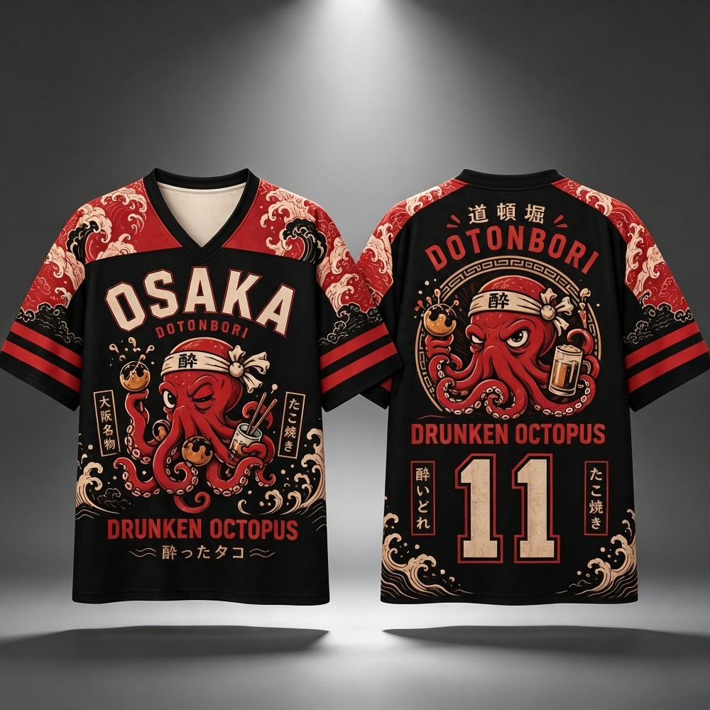 Kaos Pria Osaka Drunken Octopu - Street Fashion Osaka ulasan dan harga