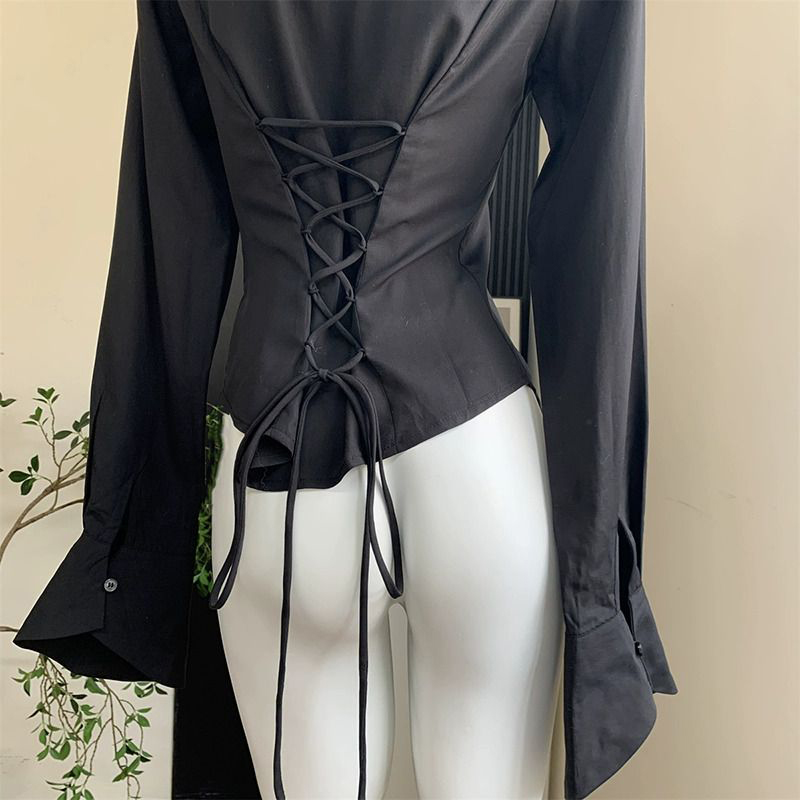 Gidyq kemeja balutan hitam wan - Street Fashion In Korea ulasan dan harga