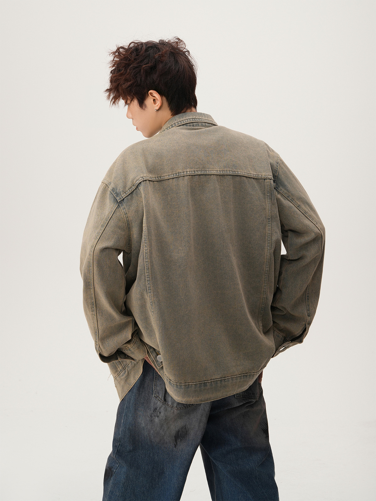 Jaket Denim Robek Gaya Amerika - Street Fashion Vintage ulasan dan harga