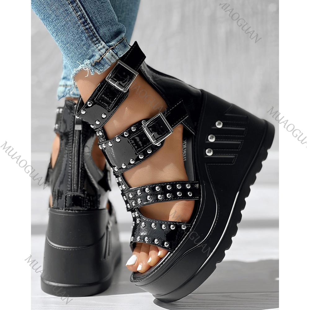 Sandal Hitam Ujung Terbuka Wan - Street Fashion Shoes ulasan dan harga