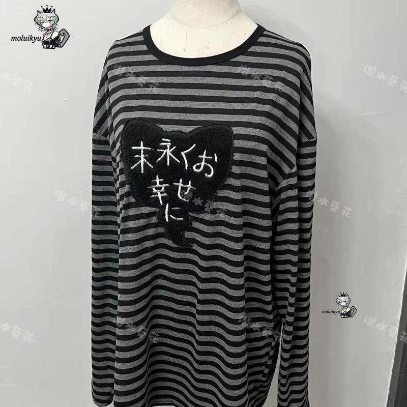 Kaos Lengan Panjang Kerah O Vi - Street Fashion Y2K ulasan dan harga