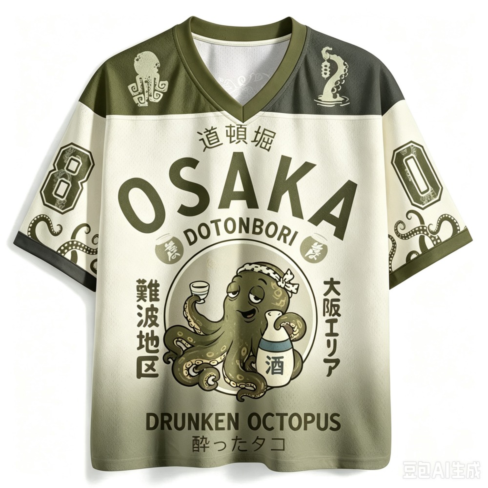Kaos V-neck Pria Motif Gurita  - Street Fashion Osaka ulasan dan harga