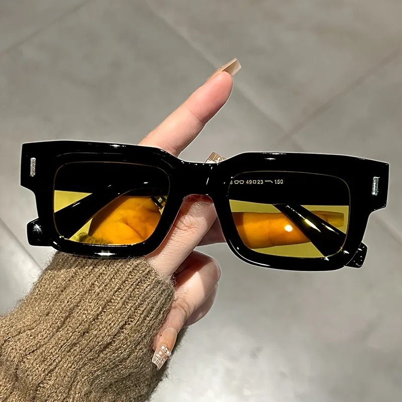 Kacamata Hitam Persegi Panjang - Street Fashion Brands ulasan dan harga