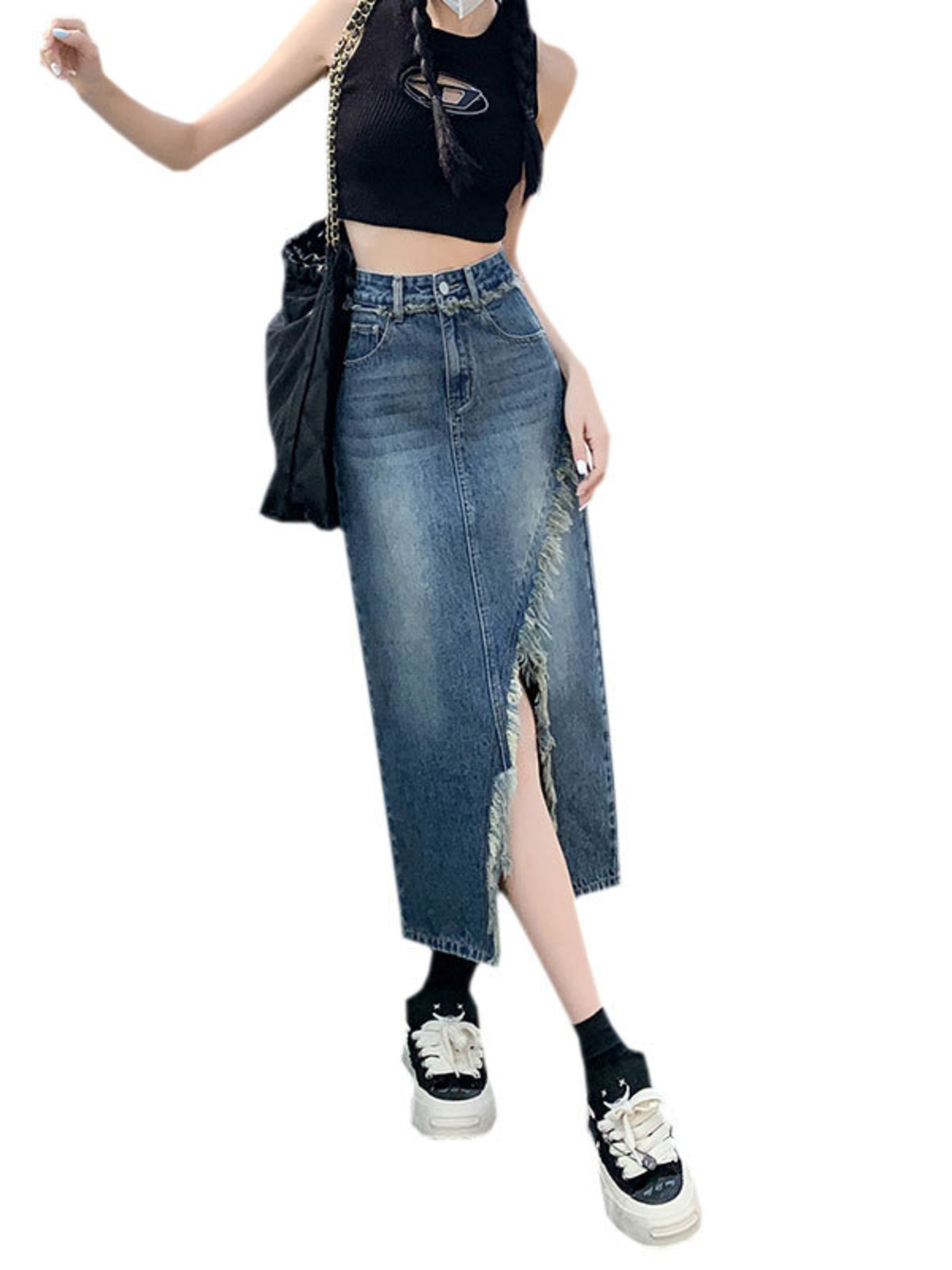 Rok Denim Wanita Pinggang Ting - Street Fashion Jeans Women ulasan dan harga