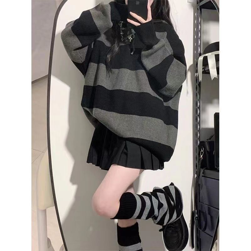 Streetwear Sweater bergaris wa - Street Fashion In Korea ulasan dan harga