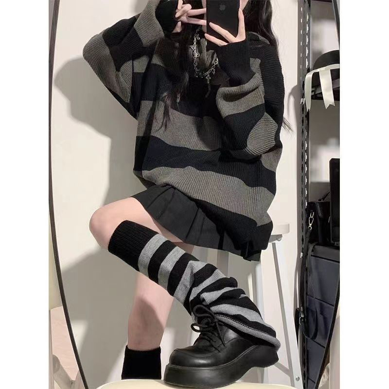 Streetwear Sweater bergaris wa - Street Fashion In Korea ulasan dan harga