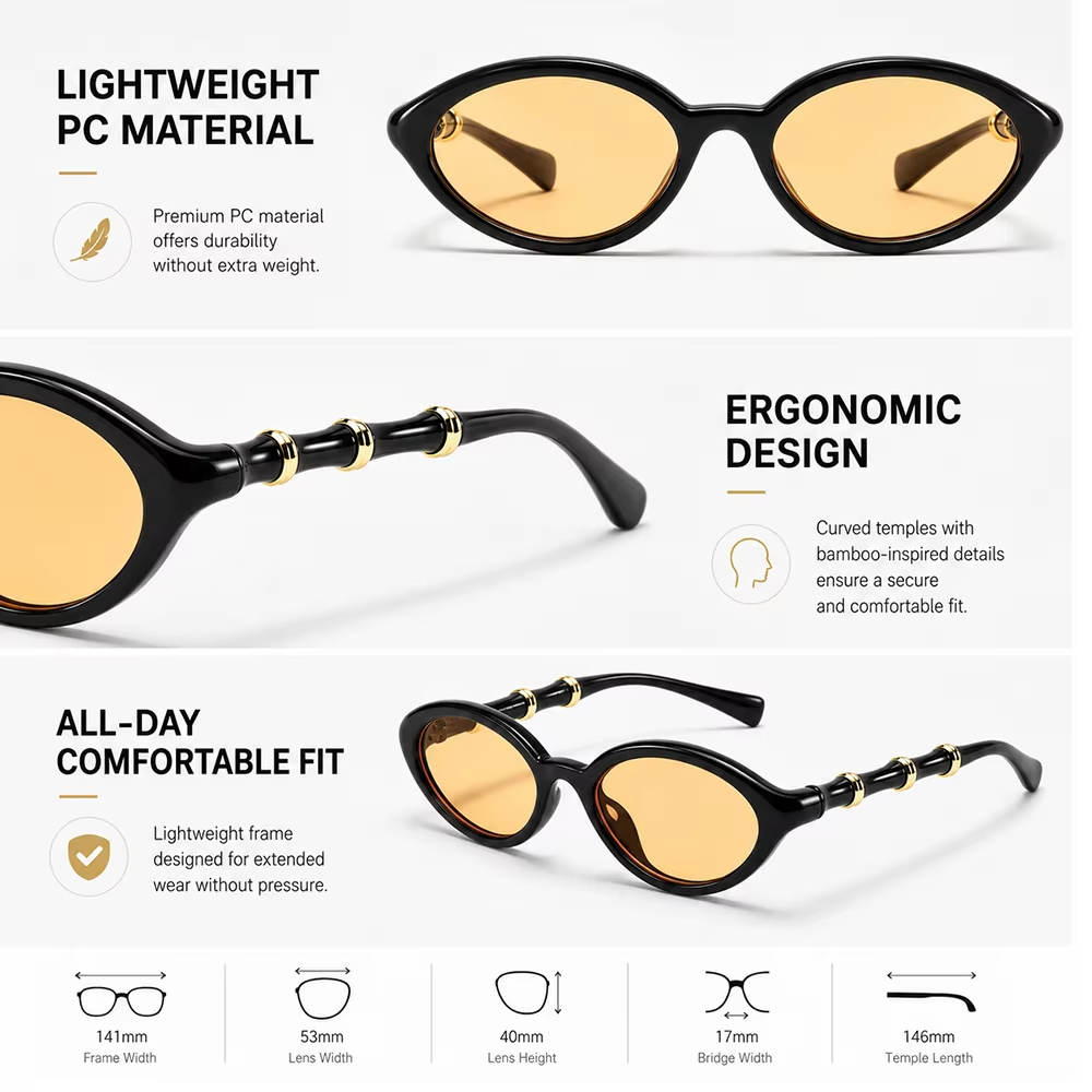 Kacamata Hitam Oval Desainer M - Street Fashion Brands ulasan dan harga