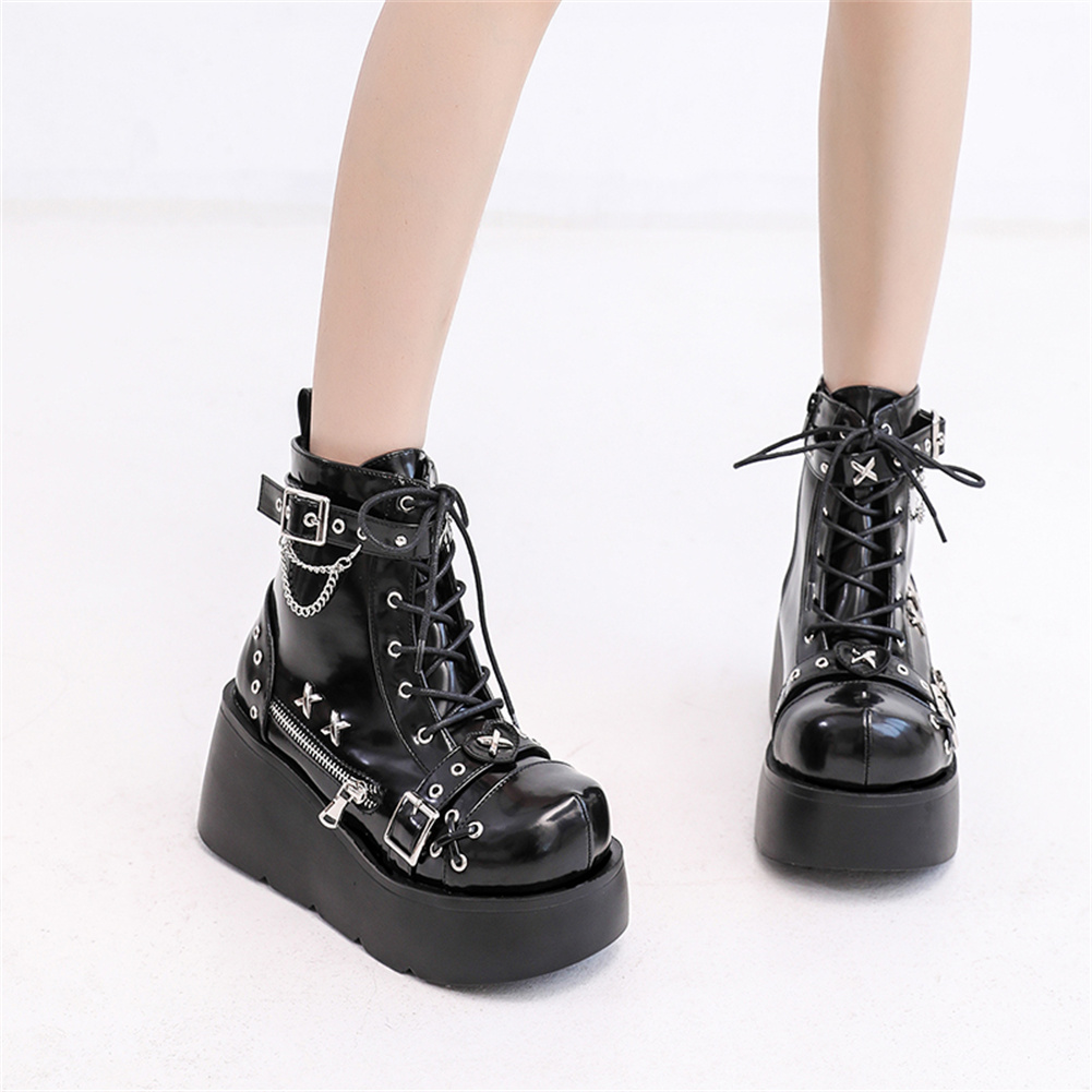 Sepatu Boots Wanita Model Goth - Street Fashion Brands ulasan dan harga