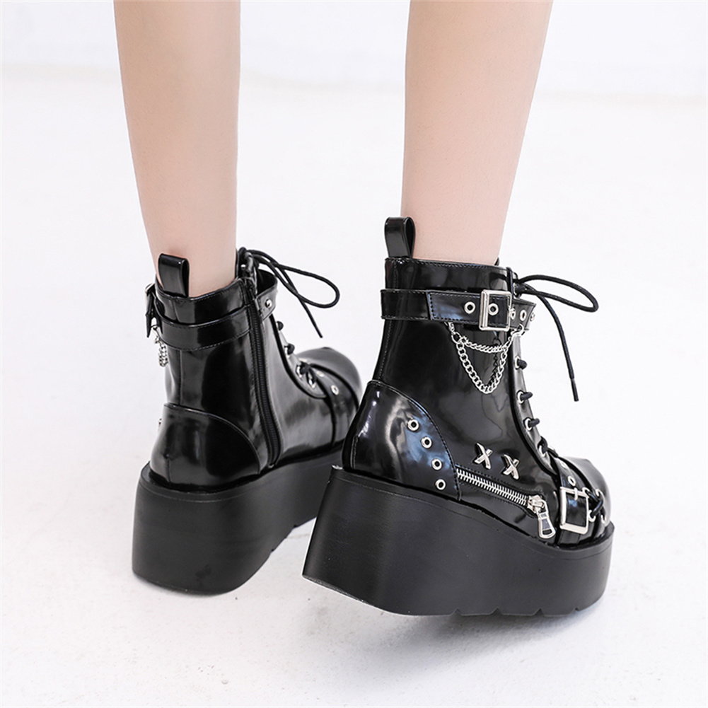 Sepatu Boots Wanita Model Goth - Street Fashion Brands ulasan dan harga