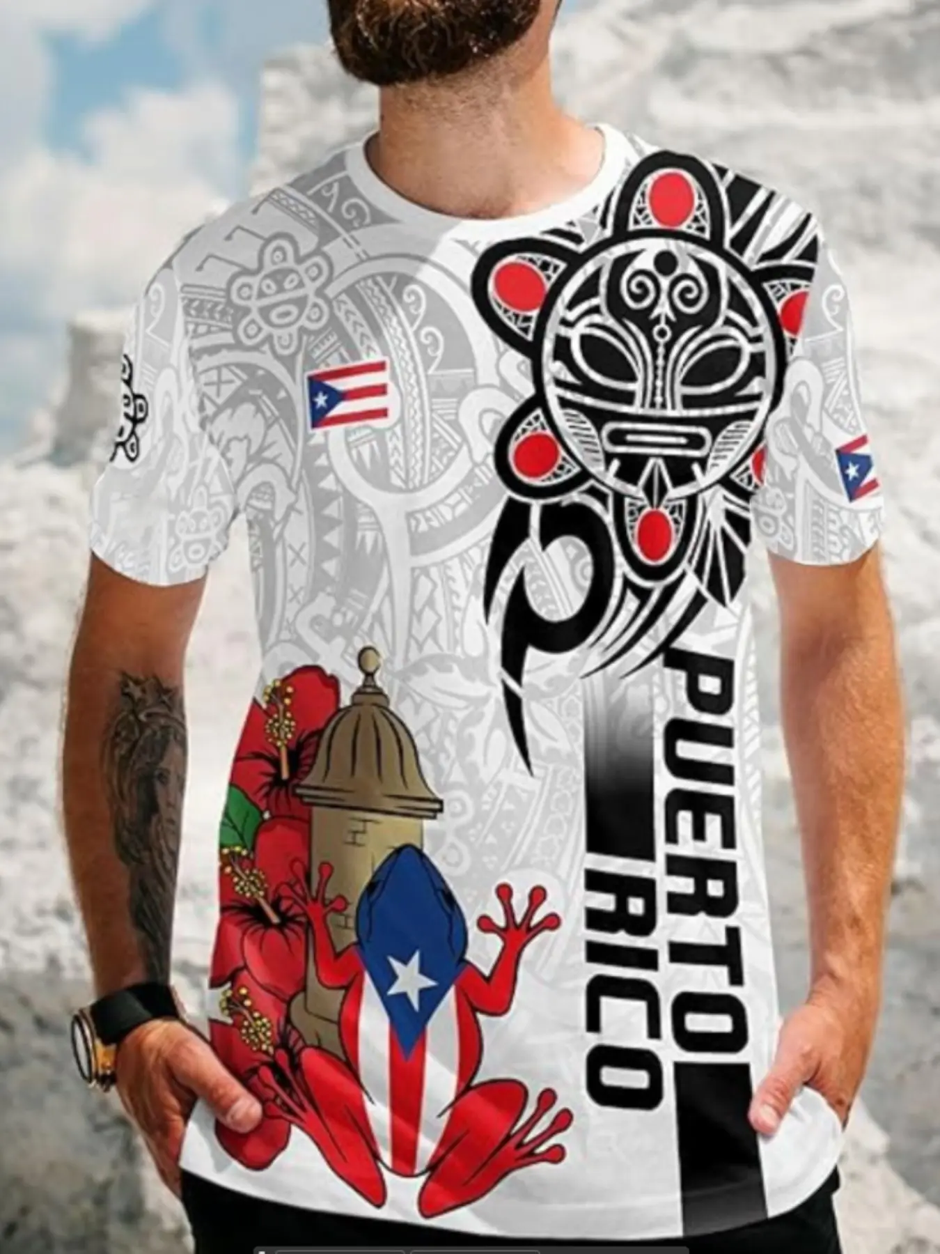 Kaos Pria Motif Puerto Rico, K - Street Fashion Culture ulasan dan harga