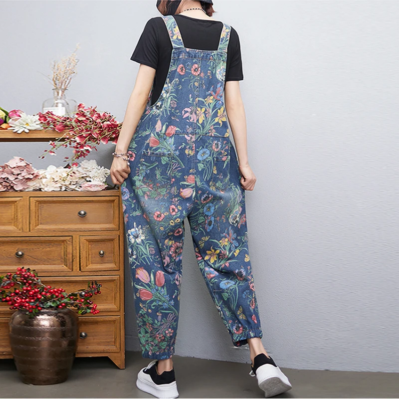 Jumpsuit Denim Bunga Gambar Ce - Street Fashion Jeans Women ulasan dan harga
