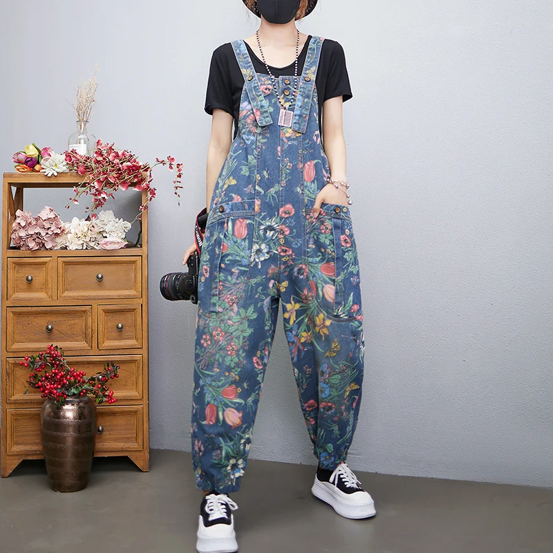 Jumpsuit Denim Bunga Gambar Ce - Street Fashion Jeans Women ulasan dan harga