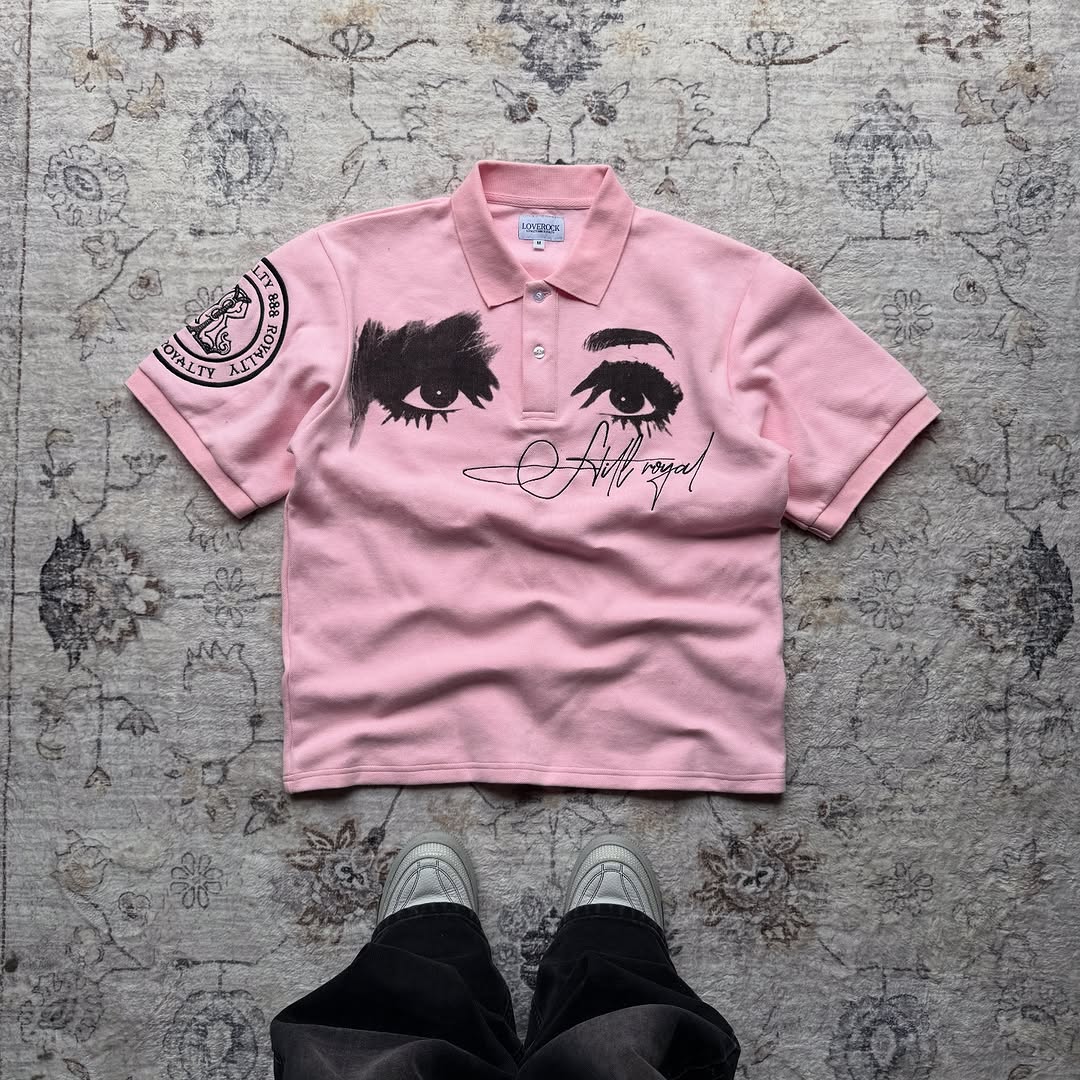 Kaos polo gaya retro Amerika,  - Street Fashion Logo Design ulasan dan harga