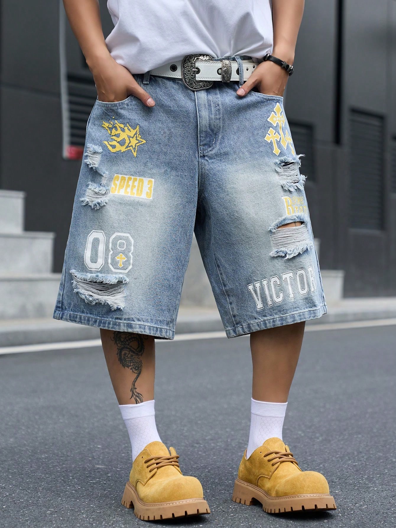 Celana Pendek Denim Pria Model - Street Fashion Hip Hop ulasan dan harga