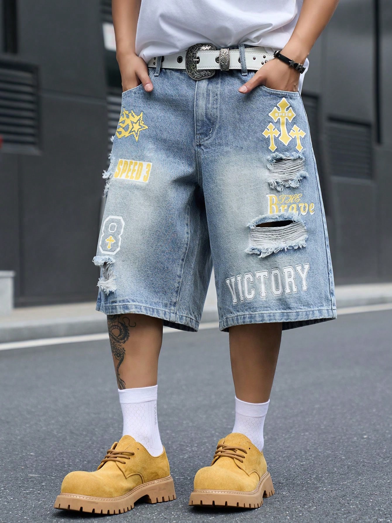 Celana Pendek Denim Pria Model - Street Fashion Hip Hop ulasan dan harga