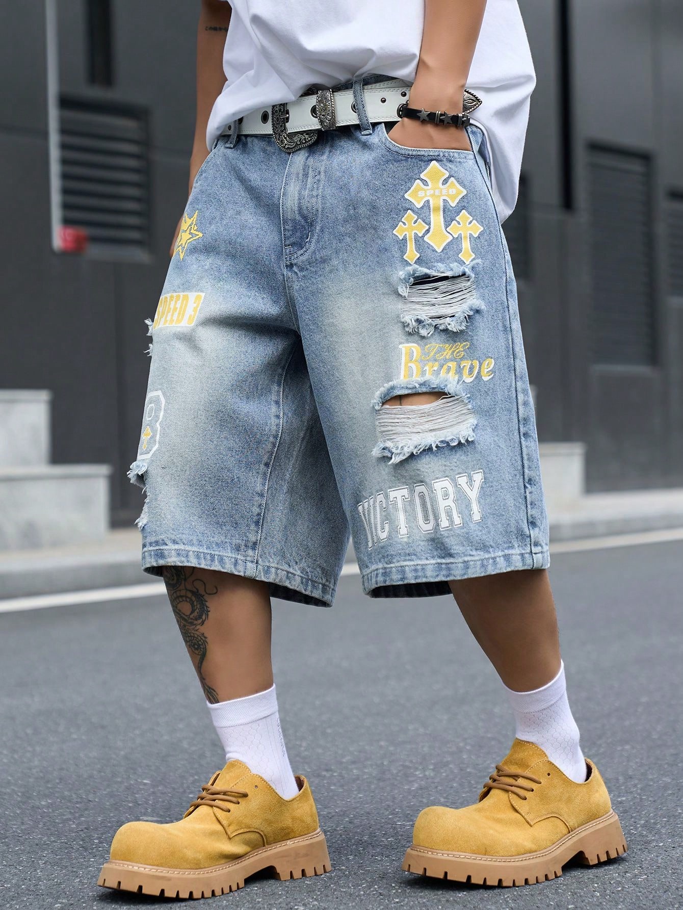 Celana Pendek Denim Pria Model - Street Fashion Hip Hop ulasan dan harga